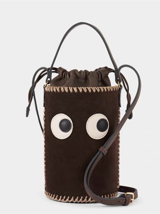 Anya Hindmarch Handbags - Anya Hindmarch eyes Brown Suede Bucket Crossbody